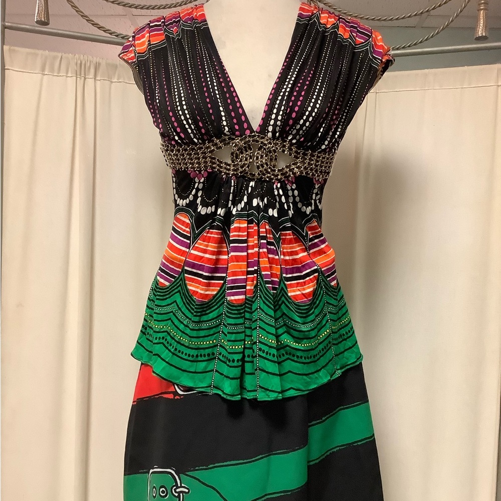 DESIGUAL Faux Wrap Skirt S Sky Top XS